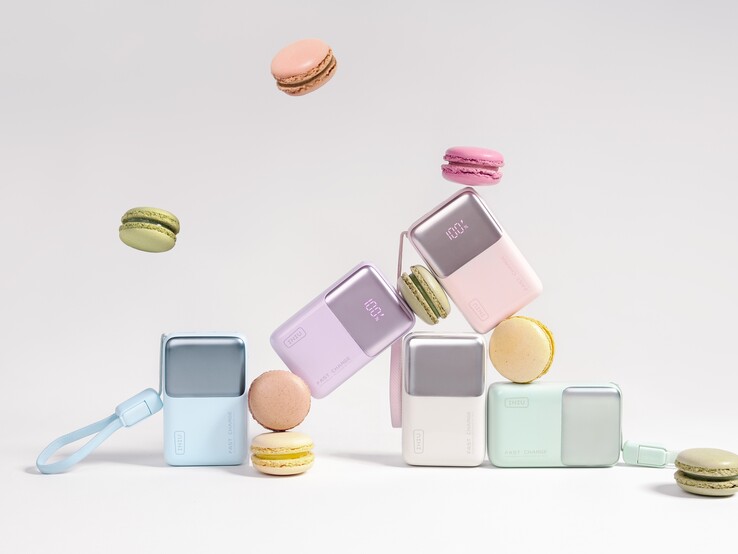 O banco de energia INIU Pocket Rocket P50 vem em seis opções de cores, incluindo preto, azul claro, verde claro, branco claro, roxo claro e rosa claro (Fonte da imagem: INIU)