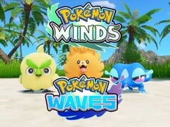 Banner apresentando os Pokémon iniciais de “Pokémon Winds and Waves”