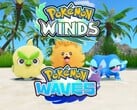 Banner apresentando os Pokémon iniciais de “Pokémon Winds and Waves”