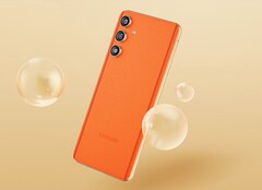 O Samsung Galaxy F55 5G tem uma traseira de couro que chama a atenção. (Imagem: Samsung)