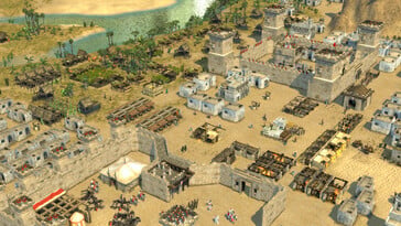 Uma imagem que mostra uma cidade no jogo Stronghold Crusader 2.
