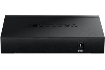 O switch multi-gigabit TPE-BG350 sem ventilador da Trendnet é fornecido em um gabinete metálico resistente