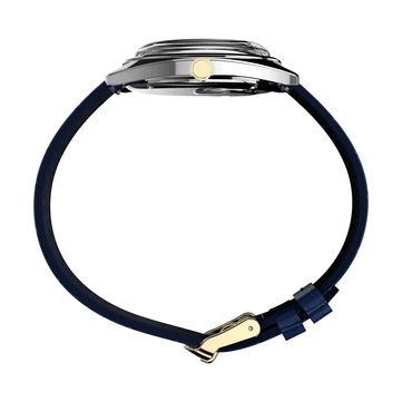 Vista lateral do Timex Q 1976 Day and Date