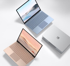 O Laptop Surface Go 2 deverá ser lançado em quatro cores, incluindo as três mostradas aqui. (Fonte da imagem: Microsoft)