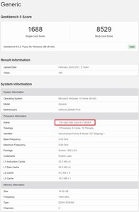 Intel Core i9-11900KF. (Fonte de imagem: Geekbench)