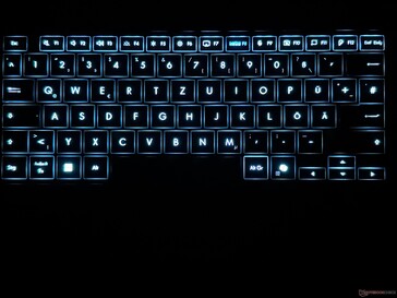 Iluminação azul do teclado