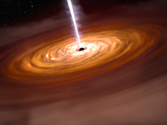 Um buraco negro supermassivo no centro de uma galáxia. Na foto, uma representação conceitual de um buraco negro. (Fonte da imagem: NASA, ESA, CSA, Joseph Olmsted (STScI))