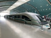 Os trens maglev comerciais atuais, como o maglev de Xangai retratado aqui, operam a velocidades máximas de 186 a 268 mph.