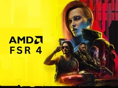 Personagens do Cyberpunk 2077 com o logotipo do AMD FSR 4 (Fonte da imagem: Editado usando a arte oficial do Cyberpunk 2077 da CD Projekt Red)