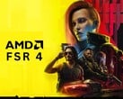 Personagens do Cyberpunk 2077 com o logotipo do AMD FSR 4 (Fonte da imagem: Editado usando a arte oficial do Cyberpunk 2077 da CD Projekt Red)