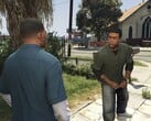 Uma captura de tela de Franklin e Lamar em Grand Theft Auto V 