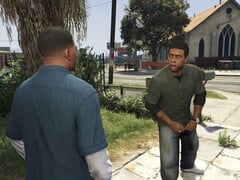 Uma captura de tela de Franklin e Lamar em Grand Theft Auto V
