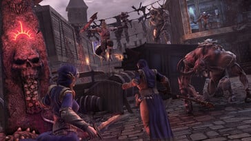Uma imagem que mostra uma batalha em Mordheim: City of the Damned.