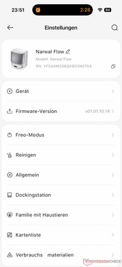 Menu com muitas configurações