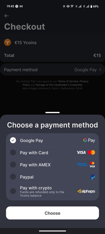O senhor pode usar as opções de pagamento usuais para cobrança, com suporte também para moedas criptográficas.