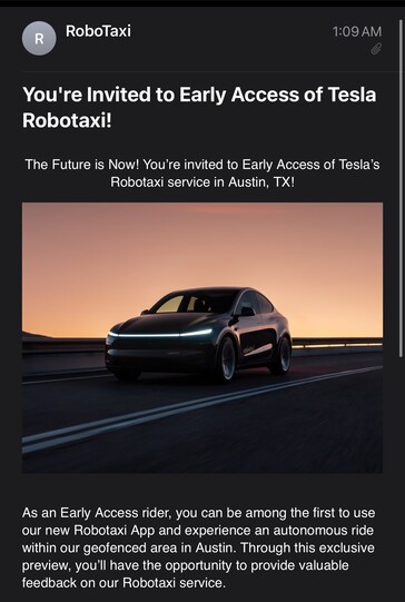 Convite para o lançamento do Tesla Robotaxi.