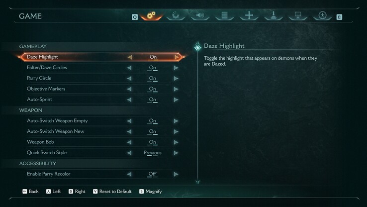 Há um grande número de opções de personalização em Doom The Dark Ages
