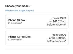 Apple&#039;s preços para o iPhone 13 Pro e iPhone 13 Pro Max são inegavelmente altos (Imagem: Apple Loja)