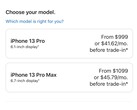 Apple's preços para o iPhone 13 Pro e iPhone 13 Pro Max são inegavelmente altos (Imagem: Apple Loja)