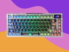 O teclado mecânico Asus ROG NightMagic Extreme Special Edition apresenta um revestimento e teclas totalmente transparentes. (Fonte da imagem: Asus, Unsplash, editado)