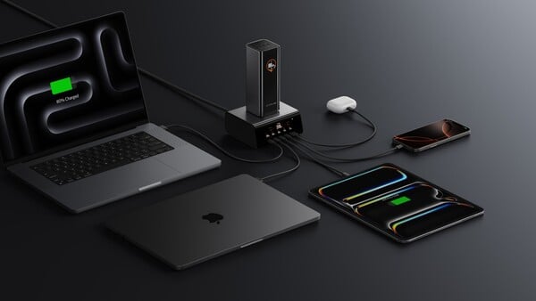 O EcoFlow Rapid Pro Desktop Charger pode carregar seis dispositivos simultaneamente. (Fonte da imagem: EcoFlow)