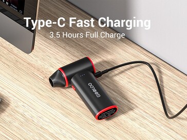 O espanador de ar elétrico sem fio Gooloo F3 possui uma bateria de 5.000 mAh (Fonte da imagem: Gooloo)