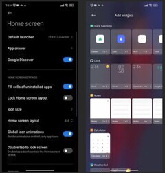 Poco Launcher 4.0 Settings &amp;amp; Widget Picker (Fonte: Xiaomiui)