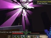 Uma captura de tela de um usuário derrotando o Dragão Ender no Minecraft