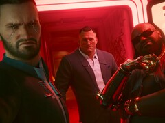 O protagonista de Cyberpunk 2077, 'V', à esquerda, Jackie no meio e Dexter DeShawn à direita. (Fonte da imagem: CD Projekt Red)