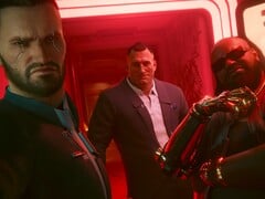 O protagonista de Cyberpunk 2077, &#039;V&#039;, à esquerda, Jackie no meio e Dexter DeShawn à direita. (Fonte da imagem: CD Projekt Red)