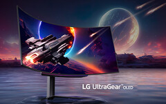 O UltraGear OLED 45GS96QB tem certificação VESA DisplayHDR 400 True Black, 45GR95QE na foto. (Fonte da imagem: LG)