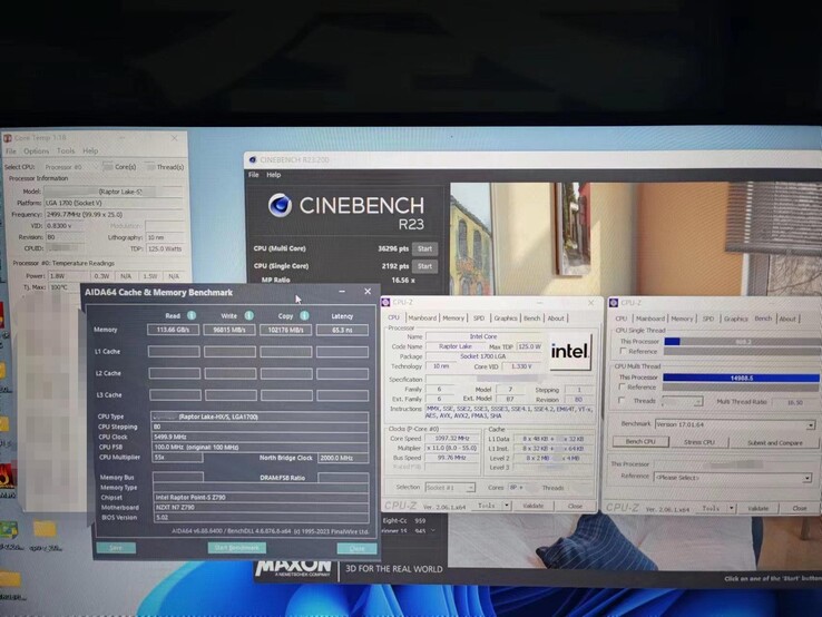 Benchmarks do Intel Core i7-14700K (imagem via @wxnod no Twitter)