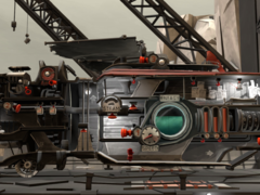 Em FAR: Lone Sails, os jogadores precisam guiar seus personagens por um leito marinho seco usando um peculiar navio a vela. (Fonte da imagem: Steam)