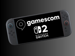Nintendo Switch 2 mostrando o logotipo da Gamescom (Fonte da imagem: Gamescom, Nintendo of America com edições)