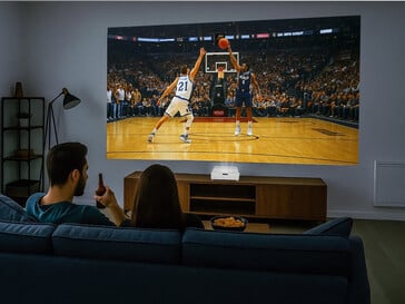 Projetor a laser Optoma GT4000UHD 4K em um suporte de TV (Fonte da imagem: Optoma PR)