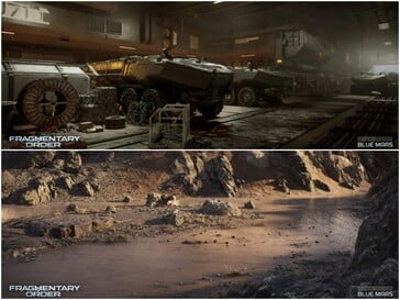 Capturas de tela em desenvolvimento do mapa Blue Mars de Fragmentary Order.