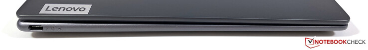 À esquerda: USB-C 4 com Thunderbolt 4 (40 Gbit/s, DisplayPort 1.4, Power Delivery 3.0)