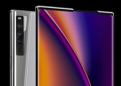 O Oppo X 2021 é um smartphone com conceito de trabalho que apresenta uma tela rolável e expansível. (Imagem: Oppo)