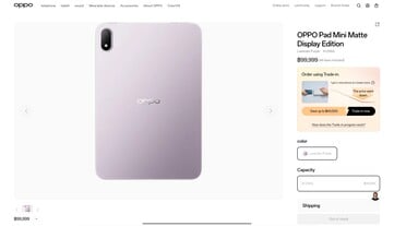 A listagem da Oppo Tailândia para o Oppo Pad Mini, com um preço provisório, também mostra que a única configuração disponível tem 8GB de RAM e 256GB de armazenamento