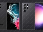 O Galaxy S23 Ultra e o Galaxy S24 Ultra, da esquerda para a direita. (Fonte da imagem: @OnLeaks)