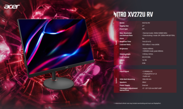 Scheda tecnica di Acer Nitro XV272U RV (immagine via Acer)