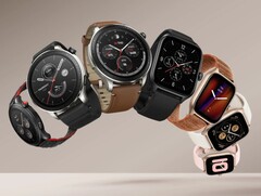 O Amazfit GTR 4, GTS 4 e GTS 4 Mini smartwatch estão atualmente com desconto na Amazon nos EUA e Canadá. (Fonte da imagem: Amazfit)