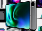 As apresentações não-oficiais do 2022 Apple iPad Pro mostram a frente e o centro da tela. (Fonte da imagem: @ld_vova - editado)