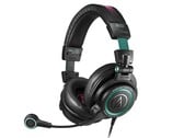 O fone de ouvido Audio-Technica Hatsune Miku ATH-M50xSTS-USB MIKU é decorado com elementos de design da Miku. (Fonte da imagem: Audio-Technica)