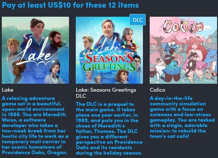 Imagem decorativa. A terceira camada contém um total de 12 itens (Fonte da imagem: Humble Bundle)