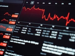 Um painel digital do mercado de ações que exibe o acompanhamento financeiro.