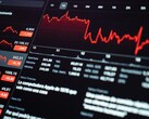 Um painel digital do mercado de ações que exibe o acompanhamento financeiro.
