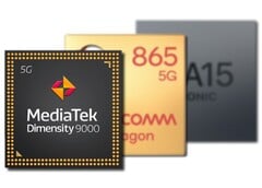 O ARM Mali-G710 MP10 na Dimensidade 9000 venceu os GPUs no SD865 e Apple A15. (Fonte da imagem: MediaTek/Qualcomm/Apple - editado)