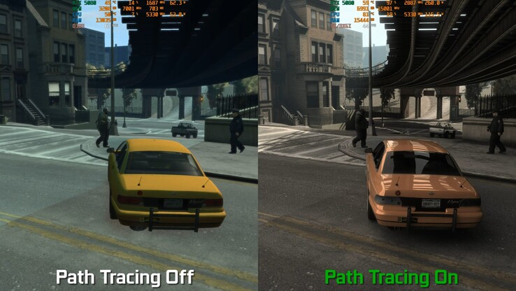 Imagem mostrando a comparação entre o jogo original e o jogo com o mod ativado. (Fonte da imagem: MxBenchmark PC - YouTube)