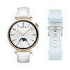 O Huawei Watch GT 4 Spring Edition pulseira de couro branca de 41 mm + pulseira de fluoroelastômero azul cristal 2 em 1. (Fonte da imagem: Huawei)